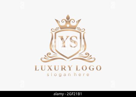 YS Letter Royal Luxury Logo template in vector art for Restaurant, Royalty, Boutique, Cafe, Hotel, Heraldic, Jewelry, Fashion and other vector illustr Stock Vector