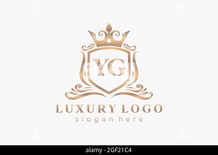 YG Letter Royal Luxury Logo template in vector art for Restaurant, Royalty, Boutique, Cafe, Hotel, Heraldic, Jewelry, Fashion and other vector illustr Stock Vector