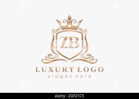 ZB Letter Royal Luxury Logo template in vector art for Restaurant, Royalty, Boutique, Cafe, Hotel, Heraldic, Jewelry, Fashion and other vector illustr Stock Vector