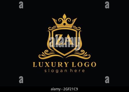 ZA Letter Royal Luxury Logo template in vector art for Restaurant, Royalty, Boutique, Cafe, Hotel, Heraldic, Jewelry, Fashion and other vector illustr Stock Vector