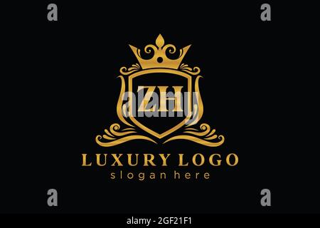 ZI Letter Royal Luxury Logo template in vector art for Restaurant, Royalty, Boutique, Cafe, Hotel, Heraldic, Jewelry, Fashion and other vector illustr Stock Vector