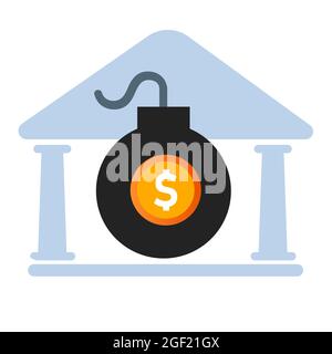 government debt bomb danger risk of big high liabilities waiting to blow businessman analyze crisis ahead Stock Vector