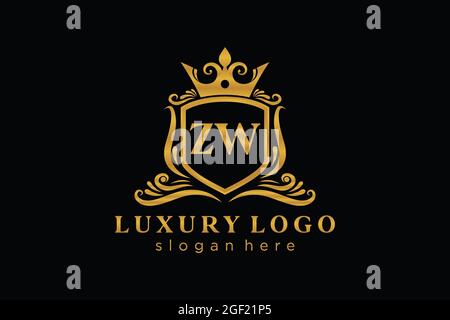 ZW Letter Royal Luxury Logo template in vector art for Restaurant, Royalty, Boutique, Cafe, Hotel, Heraldic, Jewelry, Fashion and other vector illustr Stock Vector