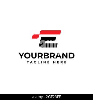 E logo with abstract checkered flag. Racing logo design concept template. Stock Vector