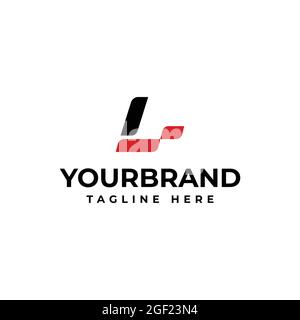 Letter L with abstract checkered flag. Racing logo design concept template. Stock Vector