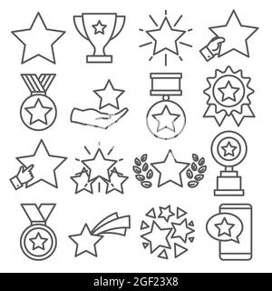 Star line icons set on white background Stock Vector
