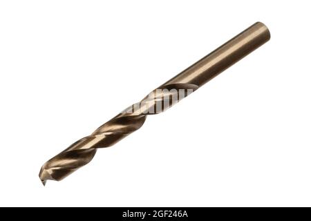 Cobalt drill bit for drilling metal isolated on white background. Drill bit for metal. Stock Photo