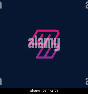 MH logo. M and H minimalist colorful logo. modern line logo design concept template Stock Vector