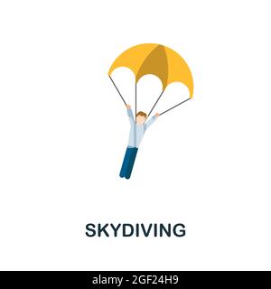 Skydiving icon. Flat sign element from extreme sport collection. Creative Skydiving icon for web design, templates, infographics and more Stock Vector