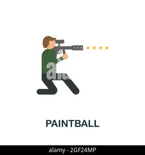 Paintball icon. Flat sign element from extreme sport collection. Creative Paintball icon for web design, templates, infographics and more Stock Vector