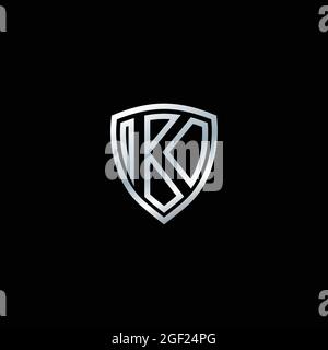 Silver Shield Logo Design for Letter K. Silver Metal Logo. Logo design for cars, companies and others.. Letter shield logo design concept template Stock Vector