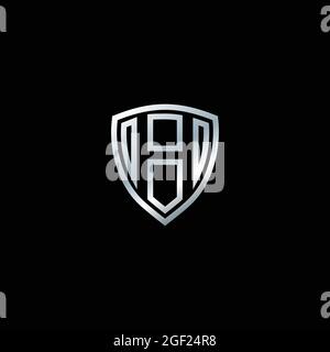Shield with letter H vector illustration on dark background. Letter shield logo design concept template Stock Vector