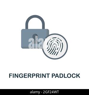 Fingerprint Padlock flat icon. Colored sign from futurictic technology collection. Creative Fingerprint Padlock icon illustration for web design Stock Vector
