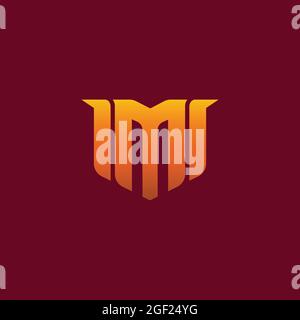 Letter M Gaming Esport logo design. creative logo on maroon background. e-sport letter logo design concept template Stock Vector