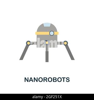Nanorobots flat icon. Colored sign from futurictic technology collection. Creative Nanorobots icon illustration for web design, infographics and more Stock Vector