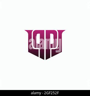 Capital P mirror on the wings of the frame with beautiful color embossed effect. e-sport letter logo design concept template Stock Vector
