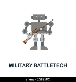 Military Battletech flat icon. Colored sign from futurictic technology collection. Creative Military Battletech icon illustration for web design Stock Vector