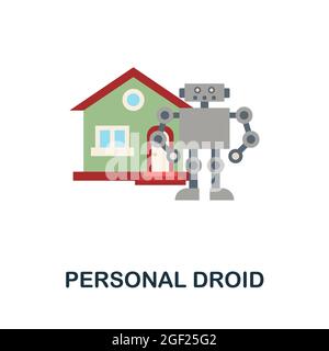 Personal Droid flat icon. Colored sign from futurictic technology collection. Creative Personal Droid icon illustration for web design, infographics Stock Vector