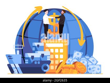 the man is shake hand each other with his partner for their agreement of trade tariff global Stock Vector