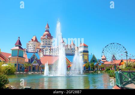 Sochi, Russia - June 1 , 2021: Sochi theme park with attractions.  Stock Photo