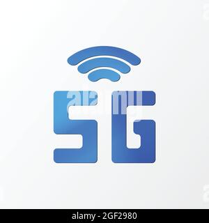 Vector blue icon network sign 5G. 5g internet technology symbol in minimalism style. Business infographic. Vector template design for creative Stock Vector