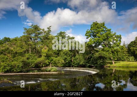 UK Wales, Clwyd, Llangollen, Berwyn, Horseshoe Falls on River Dee diverting water to Llangollen Canal Stock Photo