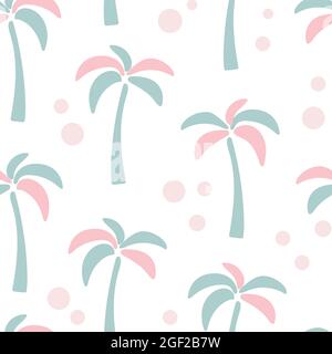 Seamless pattern with unusual colored palms vector illustration. Cute pastel background with exotic tropical trees. Template for wallpaper, textile, p Stock Vector