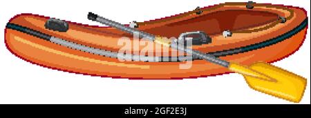 Inflatable boat with oars on white background illustration Stock Vector