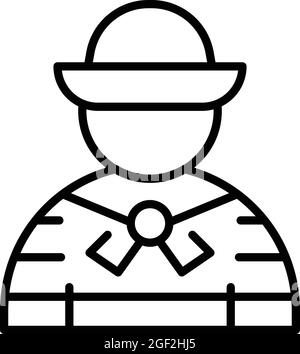 Gondolier man icon outline vector. Gondola boat. Venice italian Stock Vector