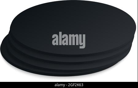 Circle beer coaster. Empty black mockup. Pprotection coaster for beer glasses, tea cups isolated on white background. Branding template vector illustration Stock Vector