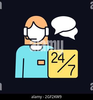Customer support RGB color icon for dark theme Stock Vector
