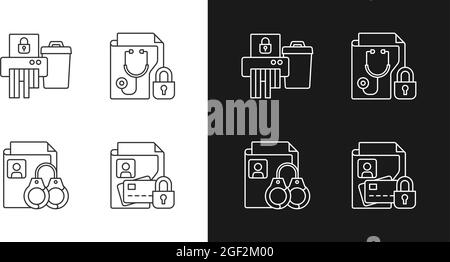 Information sensitivity linear icons set for dark and light mode Stock Vector