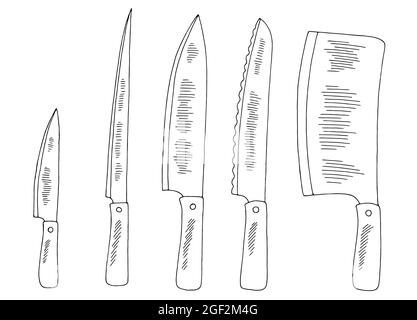 https://l450v.alamy.com/450v/2gf2m4g/knife-set-isolated-graphic-black-white-sketch-illustration-vector-2gf2m4g.jpg