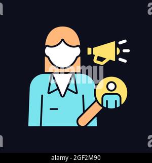 Marketing manager RGB color icon for dark theme Stock Vector