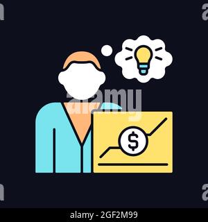 Business analyst RGB color icon for dark theme Stock Vector