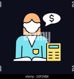 Accountant RGB color icon for dark theme Stock Vector