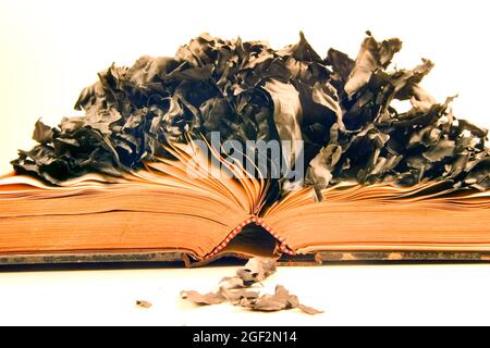 open burned book Stock Photo