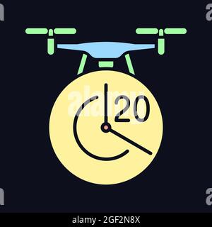 Maximum flight time RGB color manual label icon for dark theme Stock Vector
