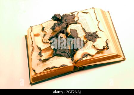 open burned book Stock Photo