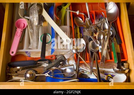 orderless cutlery drawer Stock Photo