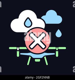 Dont fly when heavy rain RGB color manual label icon for dark theme Stock Vector