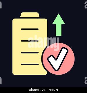 Fly with charged battery RGB color manual label icon for dark theme Stock Vector
