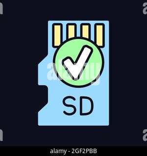 Includes memory card RGB color manual label icon for dark theme Stock Vector