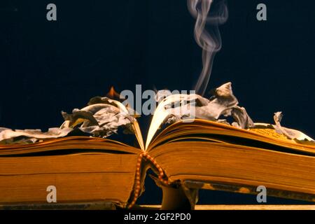 open burned book Stock Photo