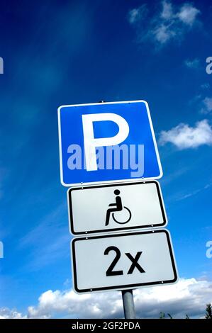 sign disabled parking space, Germany Stock Photo