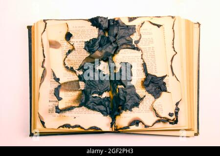 open burned book Stock Photo