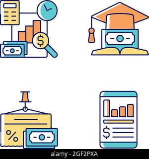 Investment RGB color icons set Stock Vector