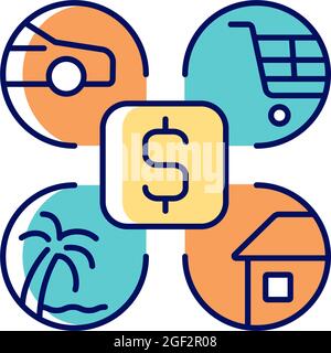 Budgeting RGB color icon Stock Vector