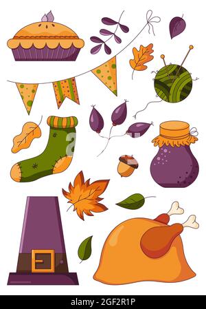 Autumn Fall Festival Thanksgiving Day Elements Background With Vehicle 