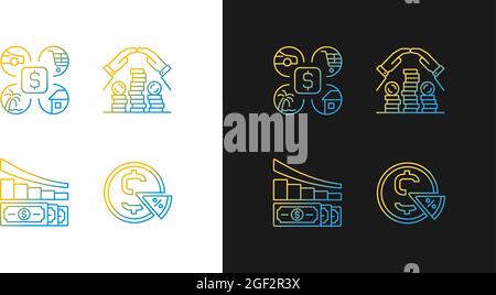 Money spending gradient icons set for dark and light mode Stock Vector